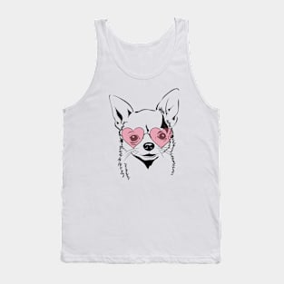 Chihuahua with heart glasses Tank Top